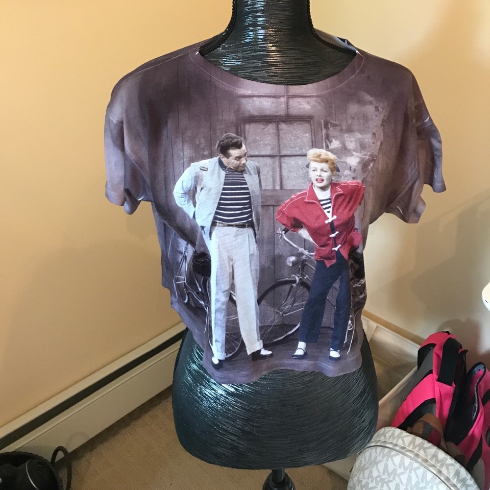 I Love Lucy t shirt crop top vintage 1950s shirt Lucille ball sitcom Delia’s y2k